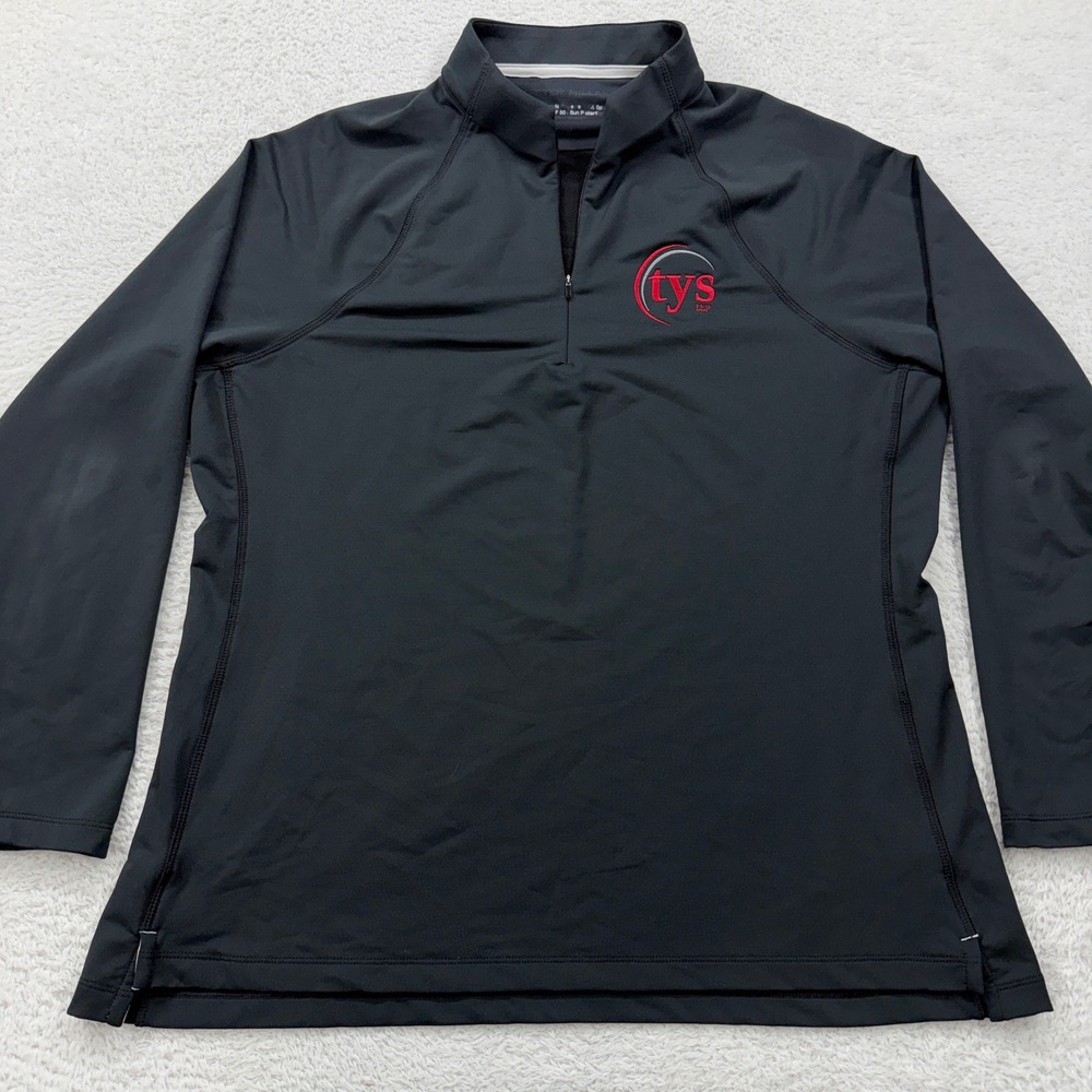 Peter Millar Womens‎ XL Black Quarter Zip Pullover UPF 50 Performance TYS Logo